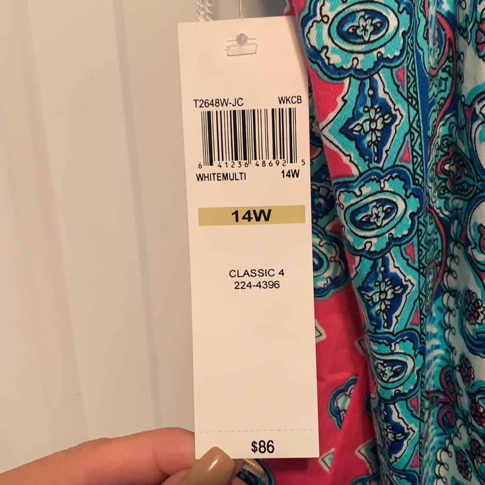 NWT patterned sleeveless London Style dress 14W - Picture 6 of 6